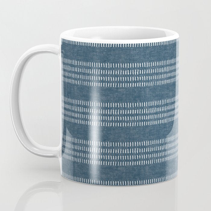 farmhouse stitch - navy blue Coffee Mug Gallery Image 3