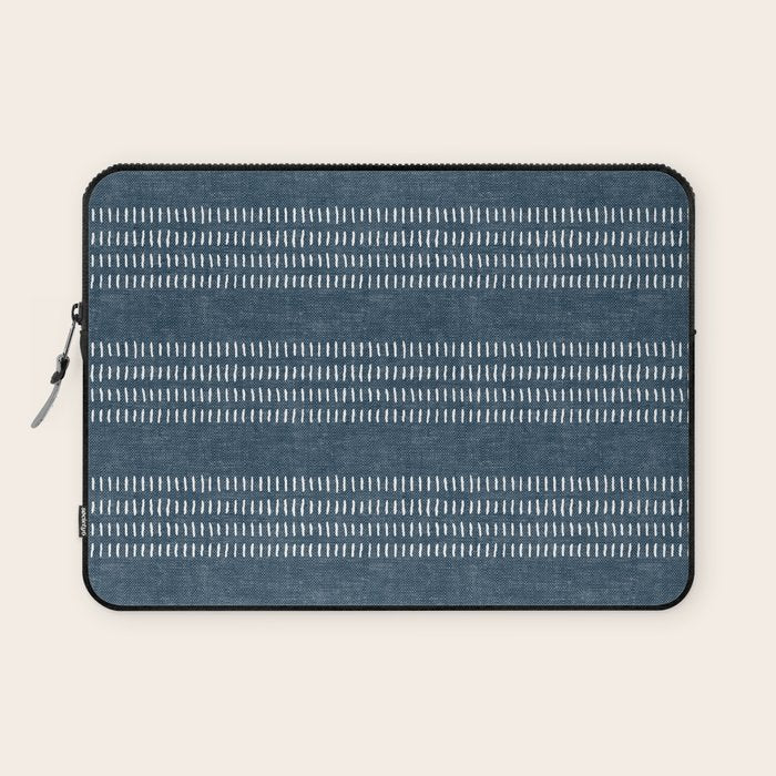 farmhouse stitch - navy blue Laptop Sleeve Gallery Image 1
