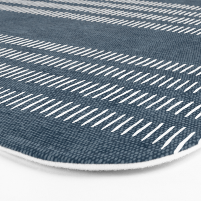 farmhouse stitch - navy blue Bath Mat Gallery Image 3