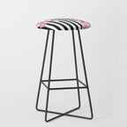 Black white blush pink watercolor floral stripes Stool Gallery Image 1