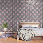 Black white blush pink watercolor floral stripes Wallpaper Gallery Image 3