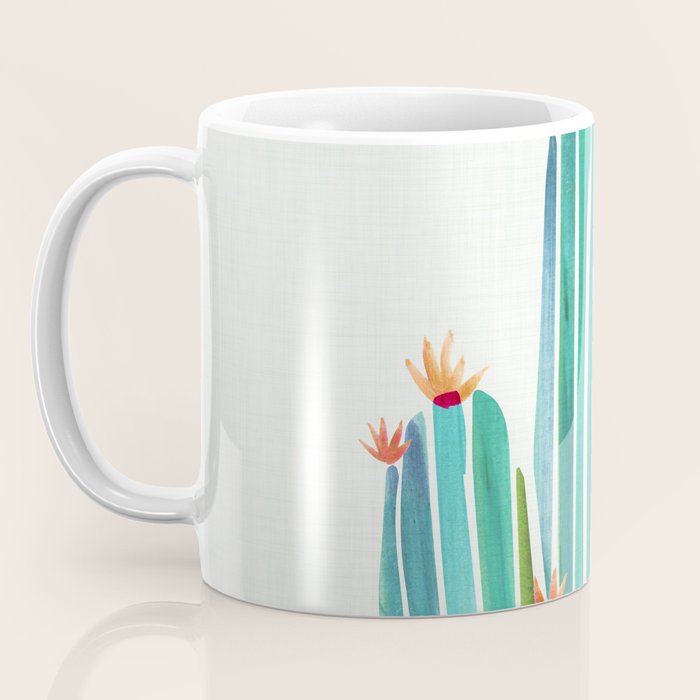 Spring Cactus Blossoms with Indigo Terra Cotta Coffee Mug Gallery Image 3