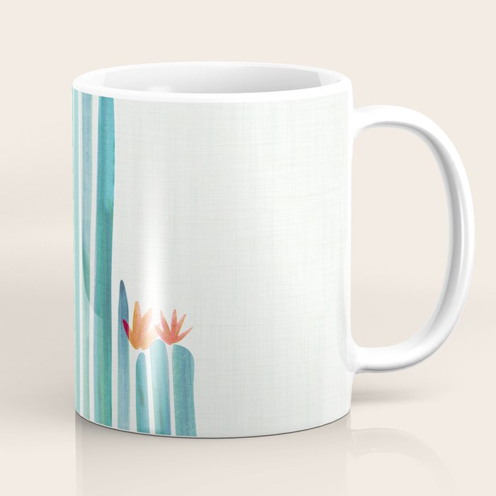 Spring Cactus Blossoms with Indigo Terra Cotta Coffee Mug Gallery Image 1