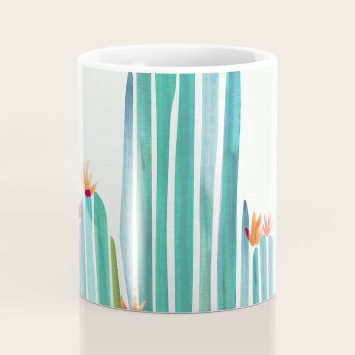 Spring Cactus Blossoms with Indigo Terra Cotta Coffee Mug Gallery Image 4