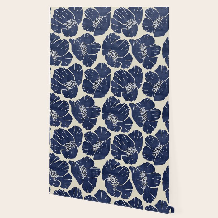 Poppies Indigo Wallpaper Gallery Image 2
