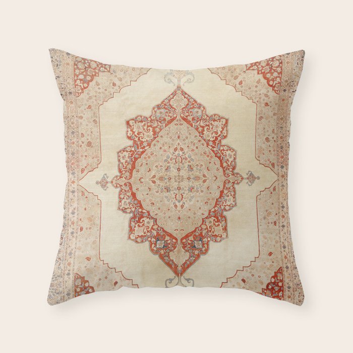 Haji Jalili Tabriz Persian Rug Print Throw Pillow Gallery Image 1