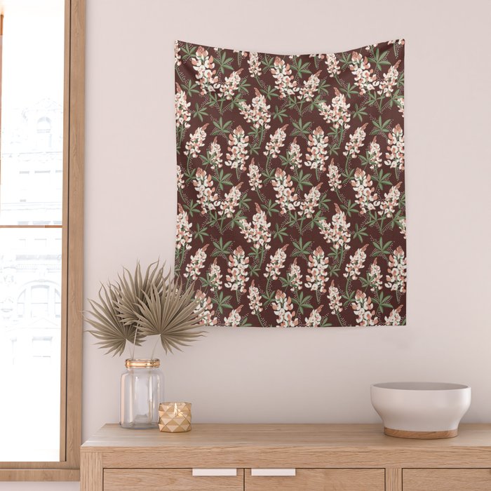 Bluebonnet Floral Brown Peach Multi Wall Tapestry Gallery Image 2