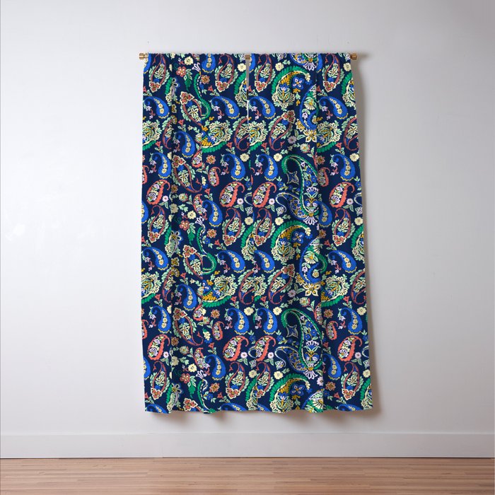 Vibrant paisley print on dark Window Curtain Gallery Image 3