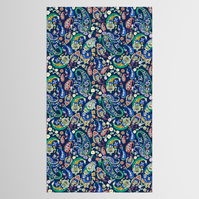Vibrant paisley print on dark Tablecloth Gallery Image 2