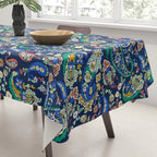 Vibrant paisley print on dark Tablecloth Gallery Image 3