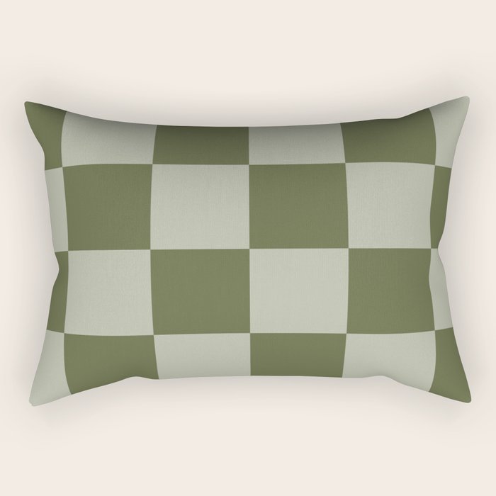 Checkered (Sage & Olive Green) Rectangular Pillow Gallery Image 2
