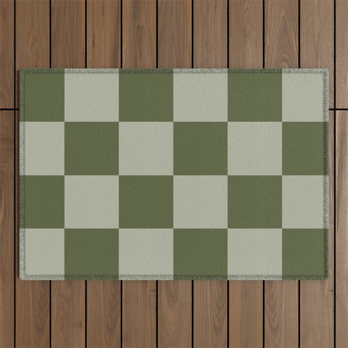 Checkered (Sage & Olive Green) Outdoor Rug Gallery Image 1