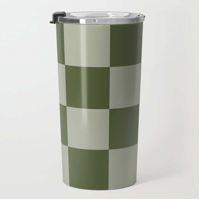Checkered (Sage & Olive Green) Travel Mug Gallery Image 3
