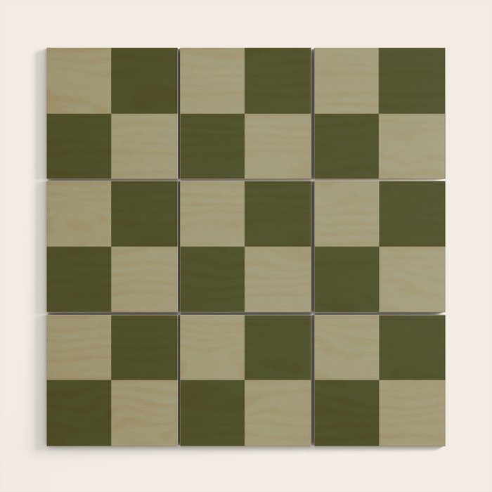 Checkered (Sage & Olive Green) Wood Wall Art Gallery Image 1