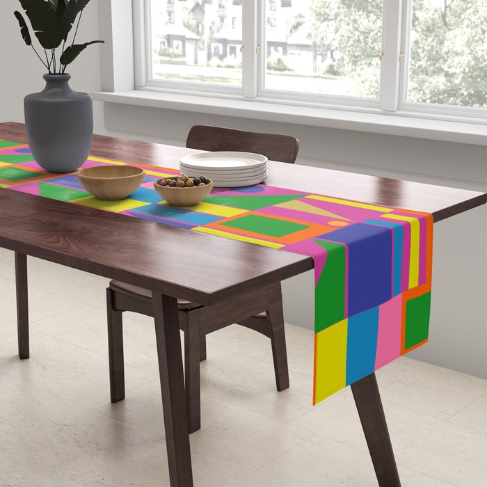 Modtastic Colorful Mid Century Modern Fun Retro Geometric Pattern Table Runner Gallery Image 2
