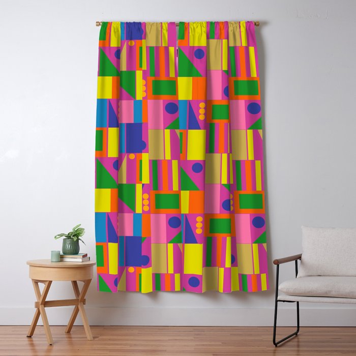 Modtastic Colorful Mid Century Modern Fun Retro Geometric Pattern Window Curtain Gallery Image 5