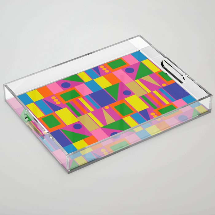 Modtastic Colorful Mid Century Modern Fun Retro Geometric Pattern Acrylic Tray Gallery Image 1
