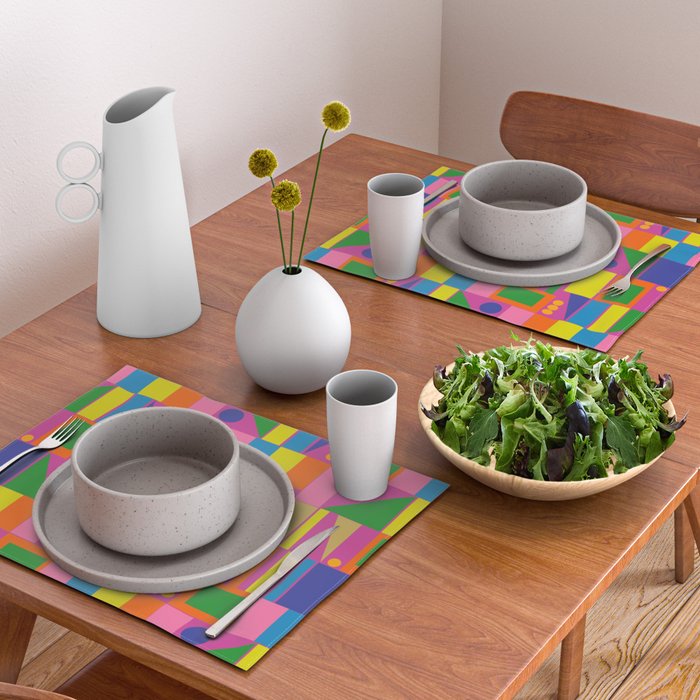 Modtastic Colorful Mid Century Modern Fun Retro Geometric Pattern Placemat Gallery Image 2