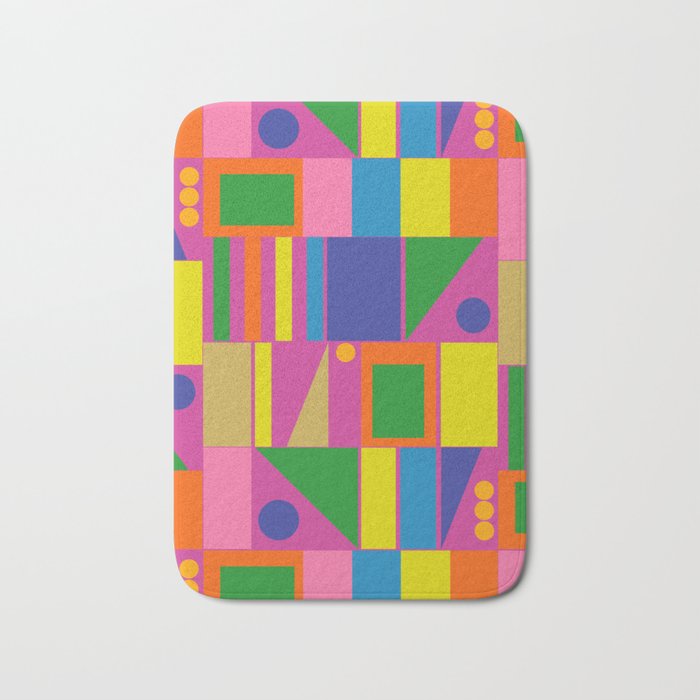 Modtastic Colorful Mid Century Modern Fun Retro Geometric Pattern Bath Mat Gallery Image 1