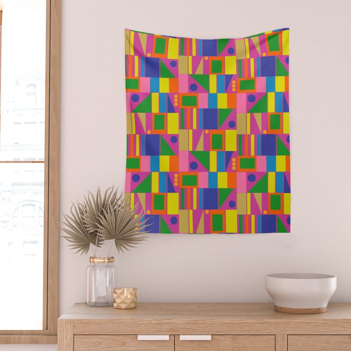 Modtastic Colorful Mid Century Modern Fun Retro Geometric Pattern Wall Tapestry Gallery Image 2
