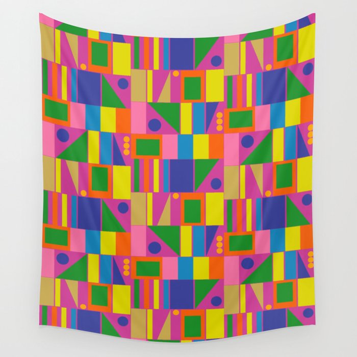 Modtastic Colorful Mid Century Modern Fun Retro Geometric Pattern Wall Tapestry Gallery Image 1