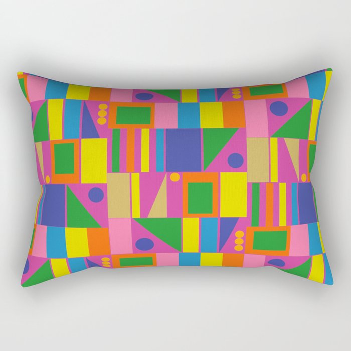 Modtastic Colorful Mid Century Modern Fun Retro Geometric Pattern Rectangular Pillow Gallery Image 1