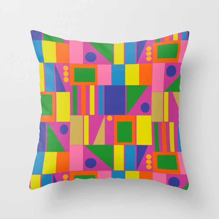 Modtastic Colorful Mid Century Modern Fun Retro Geometric Pattern Throw Pillow Gallery Image 6