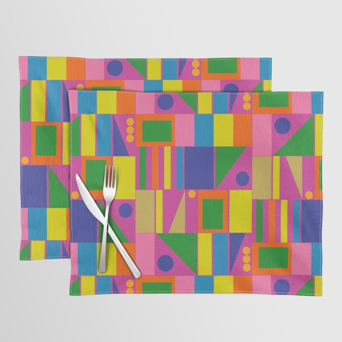Modtastic Colorful Mid Century Modern Fun Retro Geometric Pattern Placemat Gallery Image 1