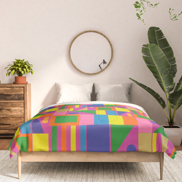 Modtastic Colorful Mid Century Modern Fun Retro Geometric Pattern Comforter Gallery Image 3