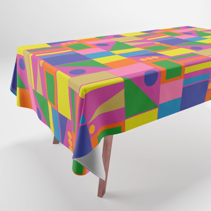 Modtastic Colorful Mid Century Modern Fun Retro Geometric Pattern Tablecloth Gallery Image 1