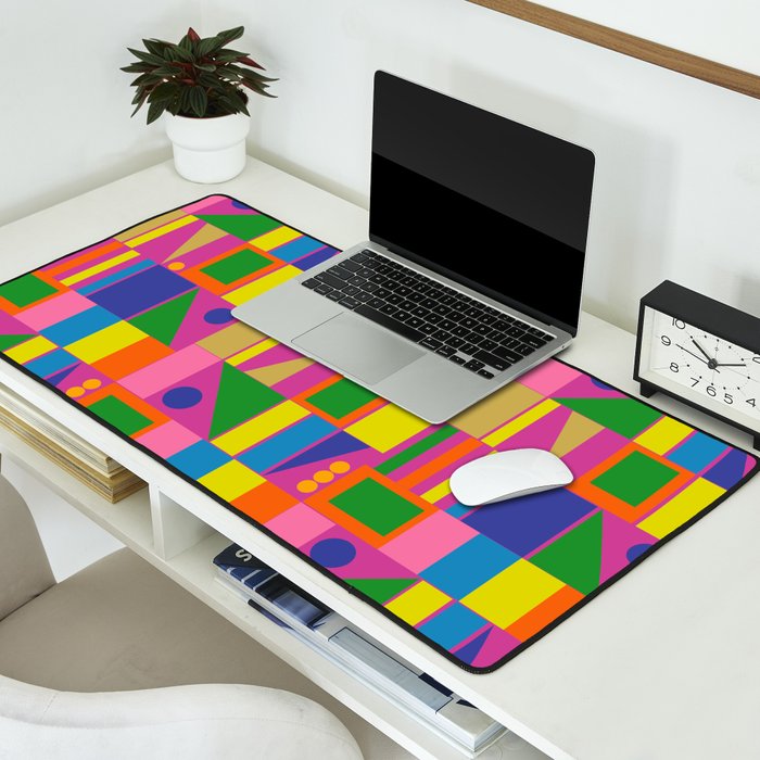 Modtastic Colorful Mid Century Modern Fun Retro Geometric Pattern Desk Mat Gallery Image 2