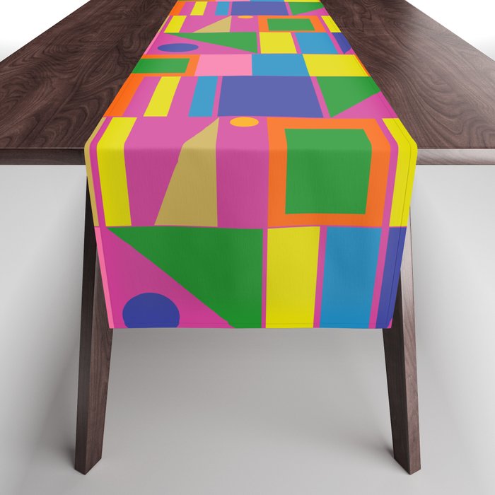 Modtastic Colorful Mid Century Modern Fun Retro Geometric Pattern Table Runner Gallery Image 1
