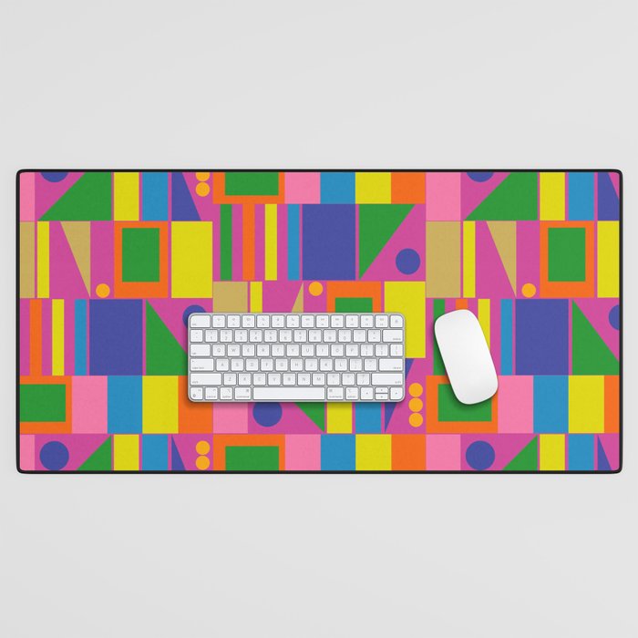 Modtastic Colorful Mid Century Modern Fun Retro Geometric Pattern Desk Mat Gallery Image 1