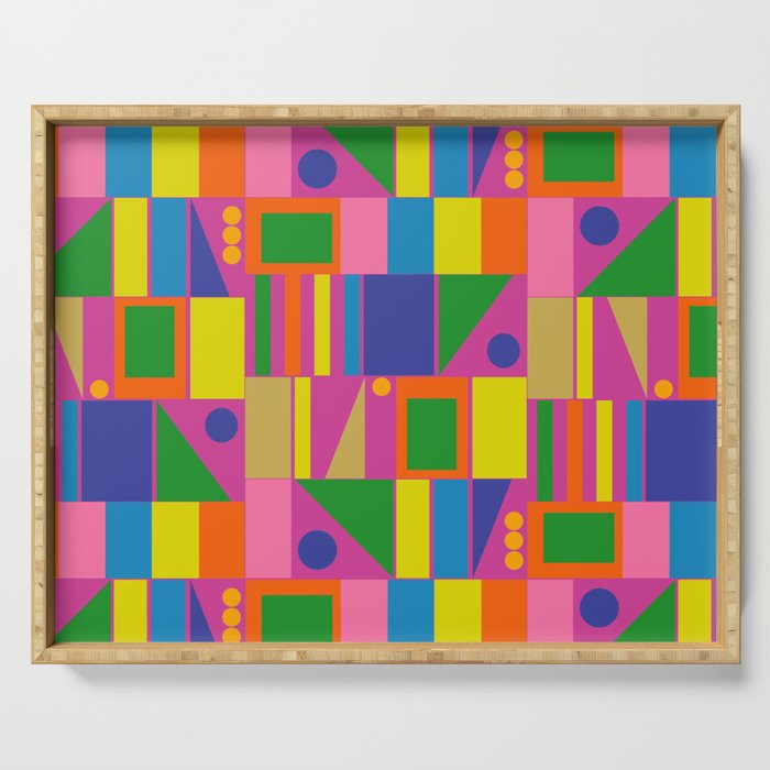 Modtastic Colorful Mid Century Modern Fun Retro Geometric Pattern Serving Tray Gallery Image 1