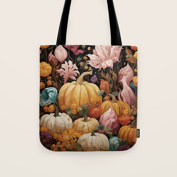 Patchwork of Autumn Pumpkin Art Tote Bag Gallery Image 1