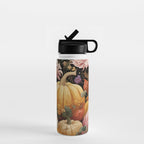 Patchwork of Autumn Pumpkin Art Water Bottle Gallery Image 1