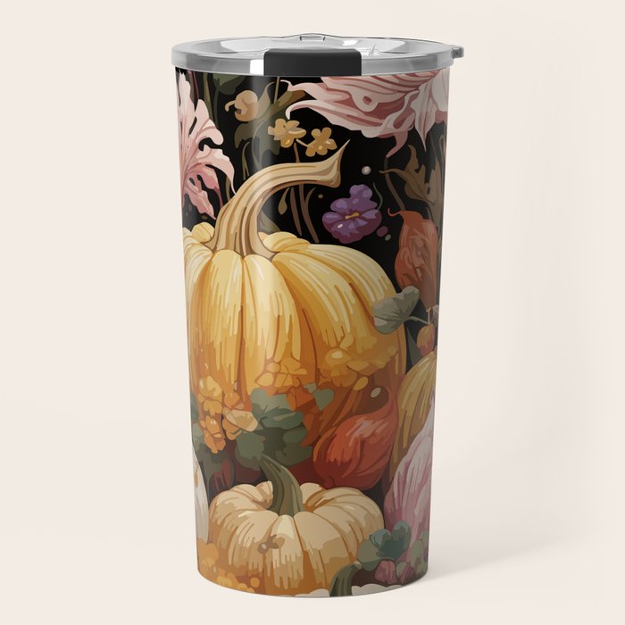 Patchwork of Autumn Pumpkin Art Travel Mug Gallery Image 1