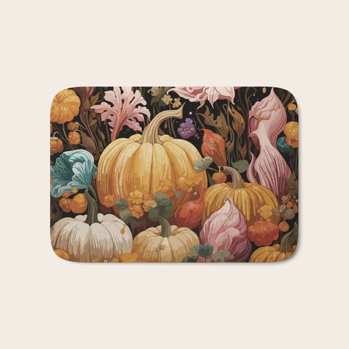 Patchwork of Autumn Pumpkin Art Bath Mat Gallery Image 1