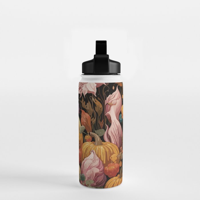 Patchwork of Autumn Pumpkin Art Water Bottle Gallery Image 2