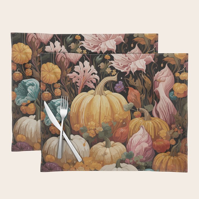 Patchwork of Autumn Pumpkin Art Placemat Gallery Image 1