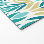 Mid Century Modern Abstract Floral Pattern in Turquoise Teal Aqua and Marigold Welcome Mat Gallery Image 2