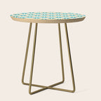 Mid Century Modern Abstract Floral Pattern in Turquoise Teal Aqua and Marigold Side Table Gallery Image 1