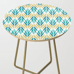 Mid Century Modern Abstract Floral Pattern in Turquoise Teal Aqua and Marigold Side Table Gallery Image 2