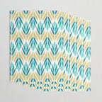 Mid Century Modern Abstract Floral Pattern in Turquoise Teal Aqua and Marigold Wrapping Paper Gallery Image 3