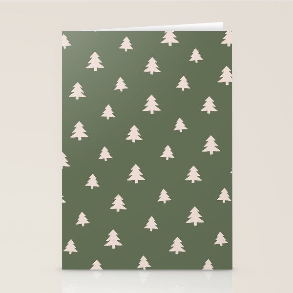 Christmas Tree Pattern Green Stationery Card Gallery Image 1