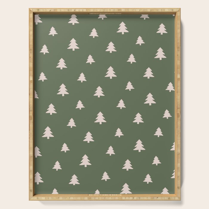 Christmas Tree Pattern Green Serving Tray Gallery Image 1
