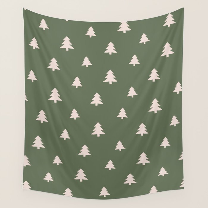 Christmas Tree Pattern Green Wall Tapestry Gallery Image 1
