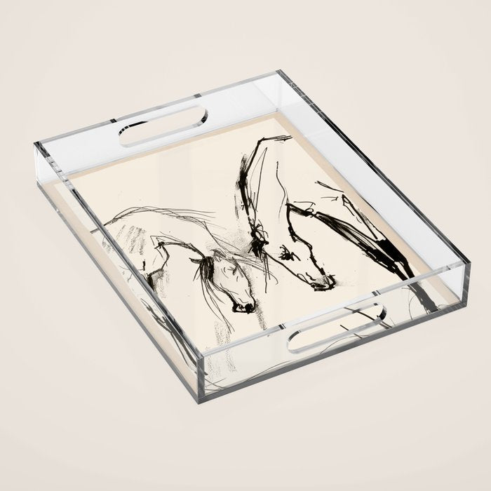 Two Horses - Minimal Line Drawing Acrylic Tray Gallery Image 1