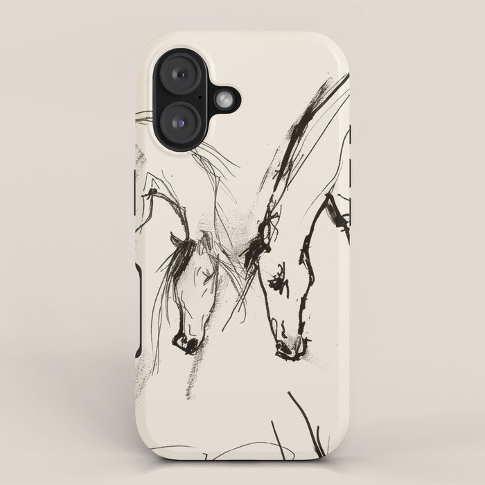 Two Horses - Minimal Line Drawing iPhone Case Gallery Image 1