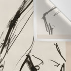 Two Horses - Minimal Line Drawing Wall Tapestry Gallery Image 3